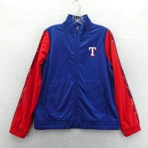 G-III Jacket Womens Medium Texas Rangers Blue Red Sequin Track Full Zip Vintage